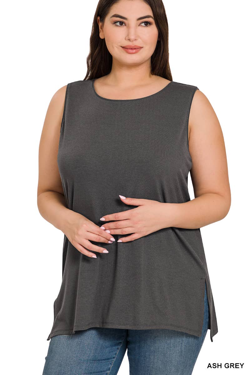 42POPS - SI-22945 Plus Sleeveless Round Top: +RUBY-141107 / 2X