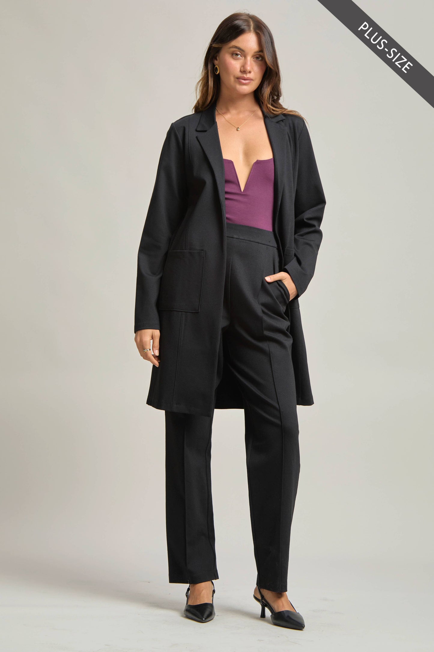 Dear Scarlett - PLUS SIZE Magic Chic Midi Jacket: Red