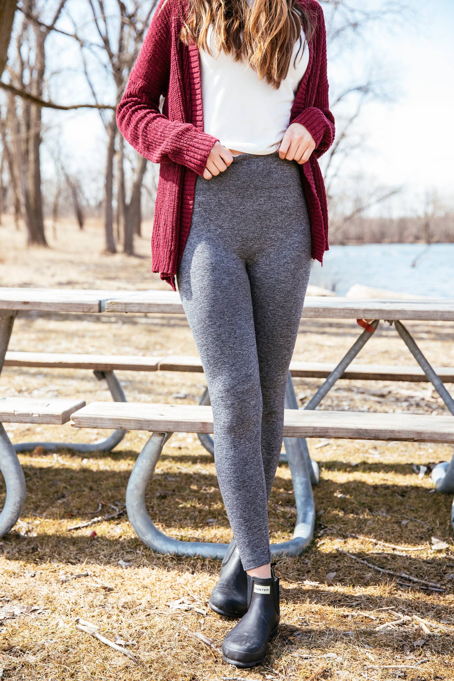 DM Merchandising - Britt's Knits Fleece Lined Leggings Open Stock: Burgundy / Large/ X-Large
