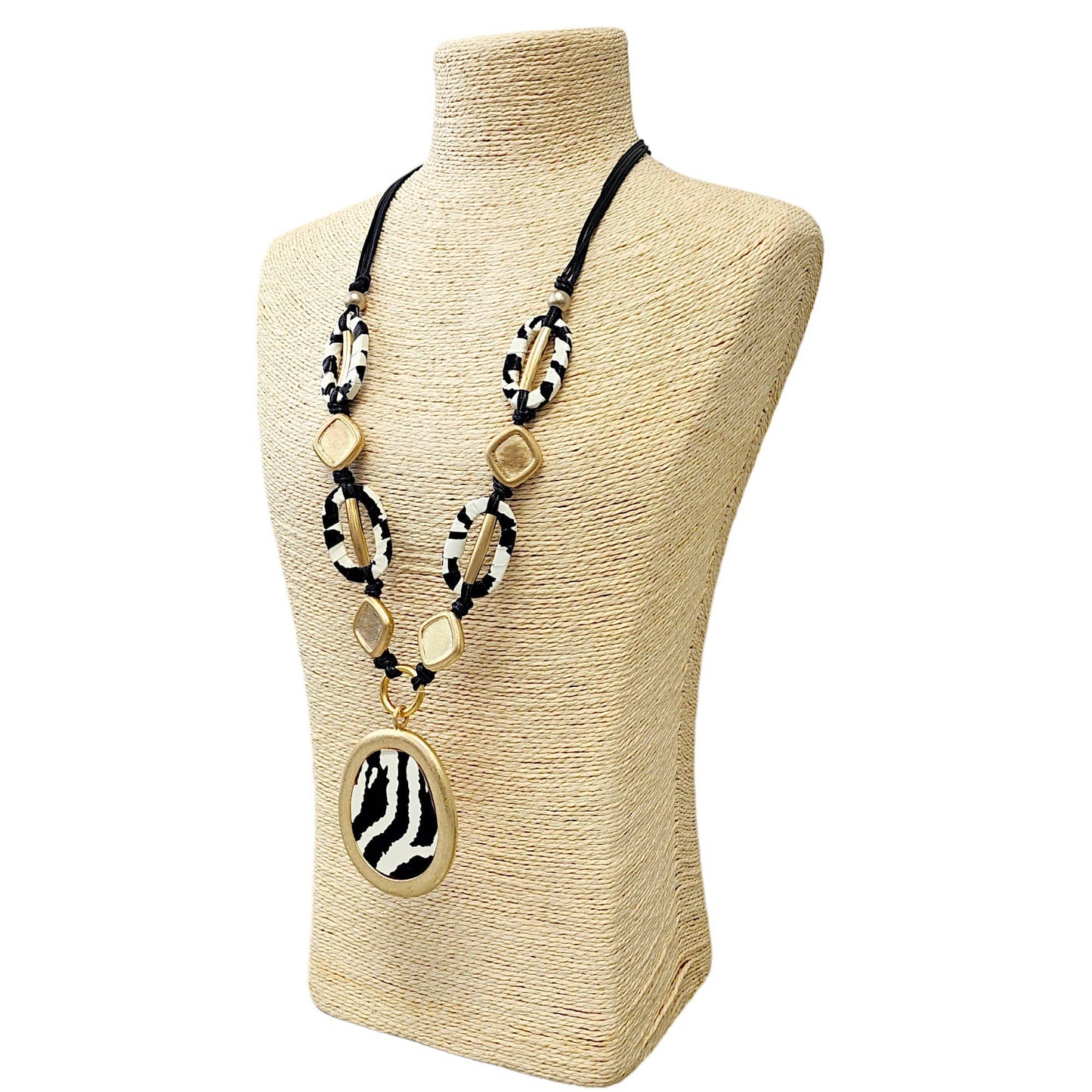 Bijoux Envie Statement Jewelry - Zebra Necklace | Animal Print | Boho | Fall | Tribal | Long