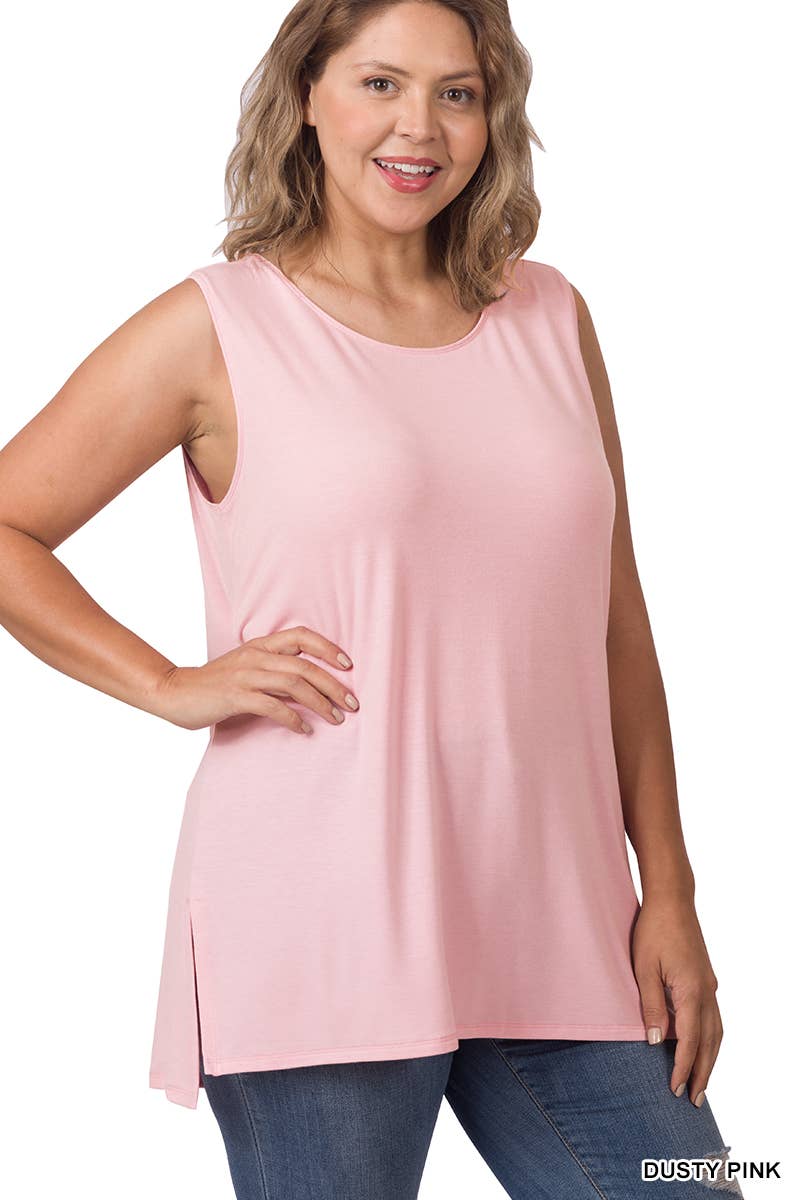 42POPS - SI-22945 Plus Sleeveless Round Top: +RUBY-141107 / 2X