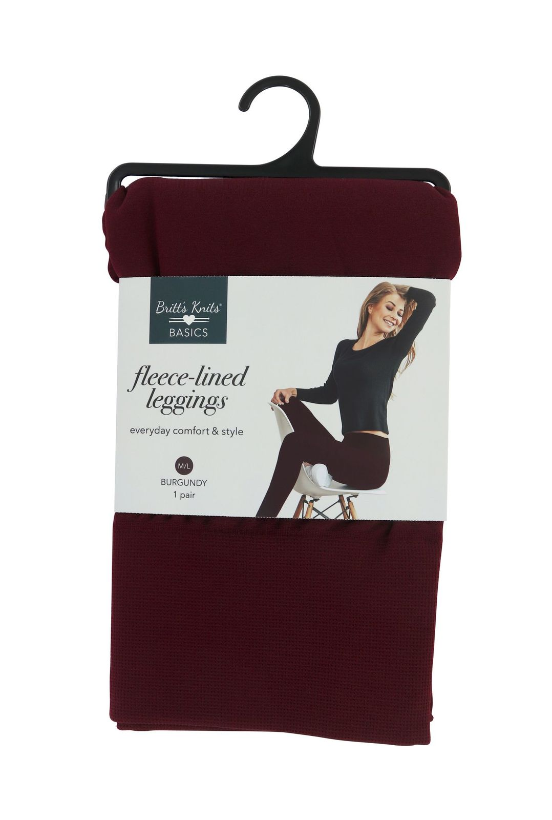 DM Merchandising - Britt's Knits Fleece Lined Leggings Open Stock: Burgundy / Large/ X-Large
