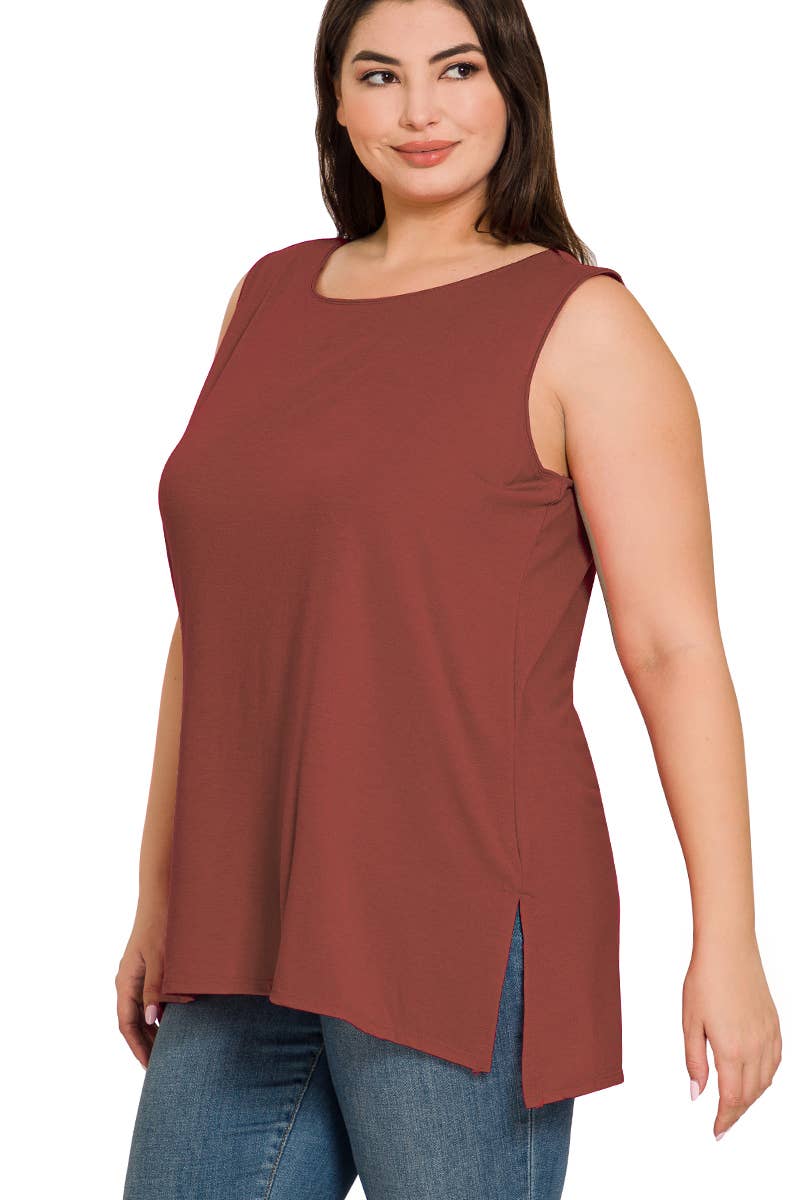 42POPS - SI-22945 Plus Sleeveless Round Top: +RUBY-141107 / 2X