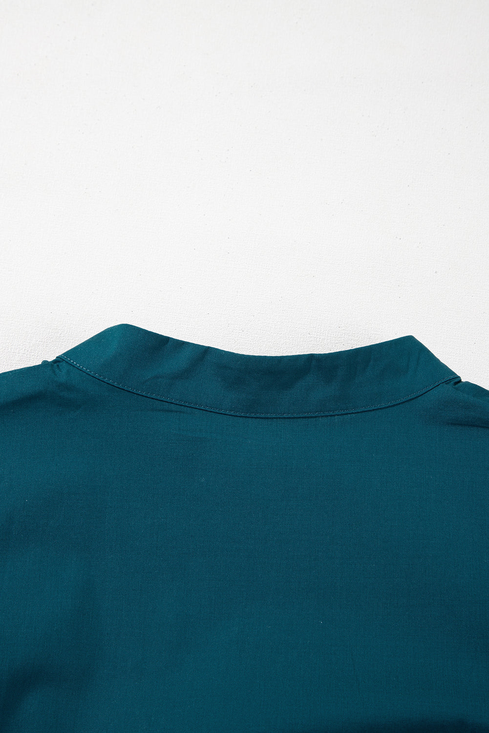 Blue Sapphire Patchwork V Neck Puff Sleeve Pleated Mini Dress