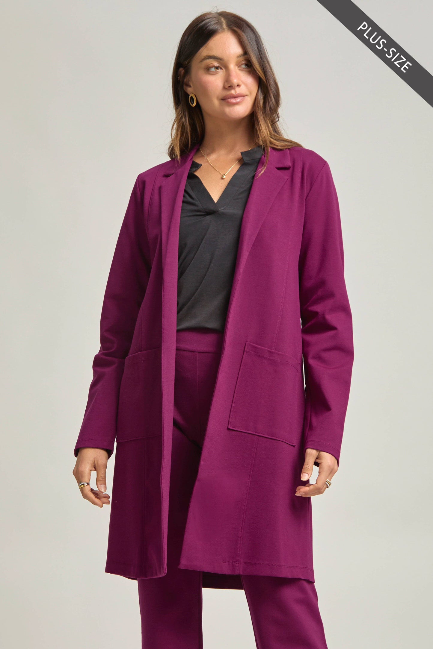 Dear Scarlett - PLUS SIZE Magic Chic Midi Jacket: Red