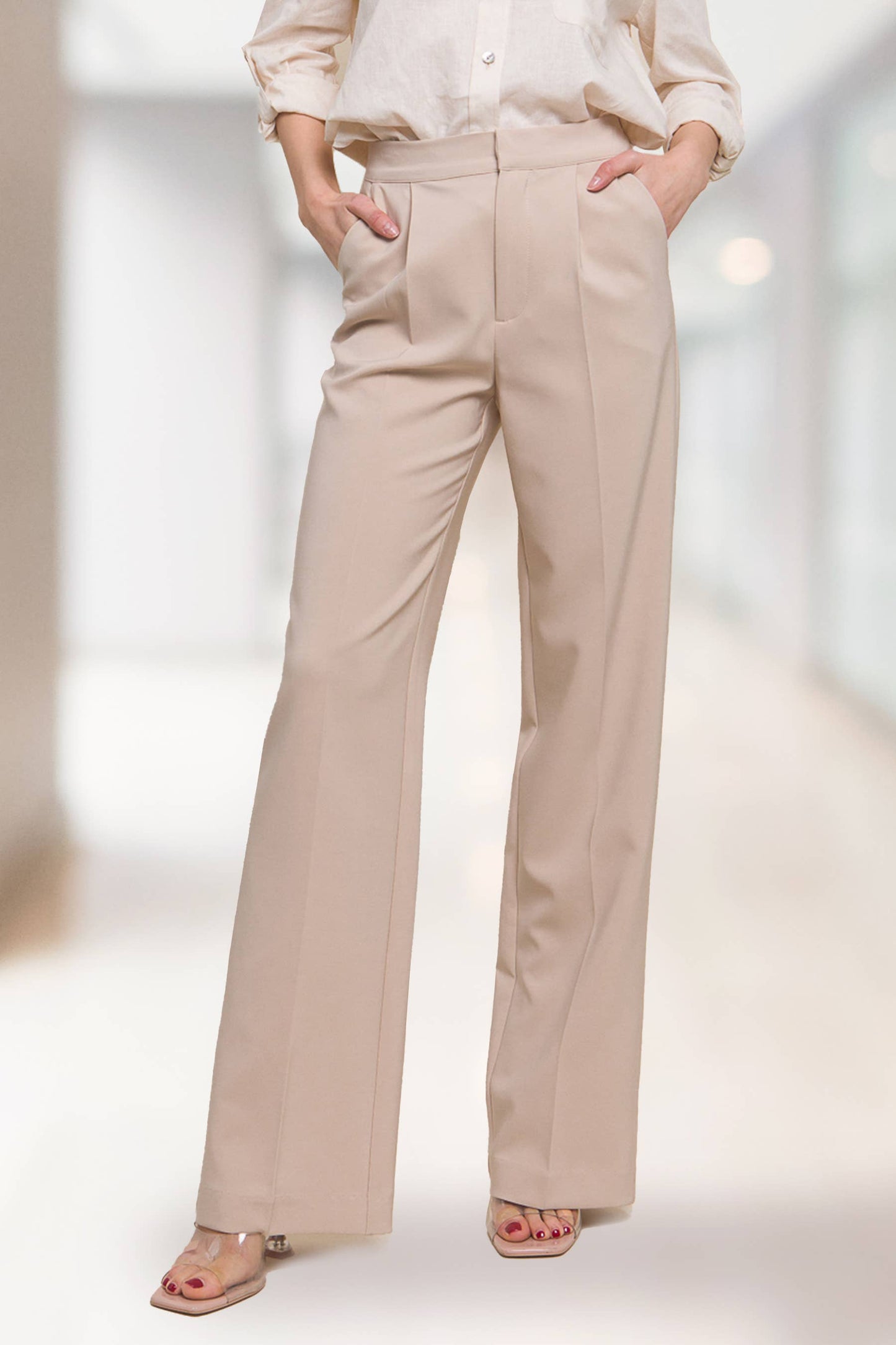 42POPS - ",...SI-25289 Regular-Fit Dress Pants w/ Elastic Back: Black-159548 / S