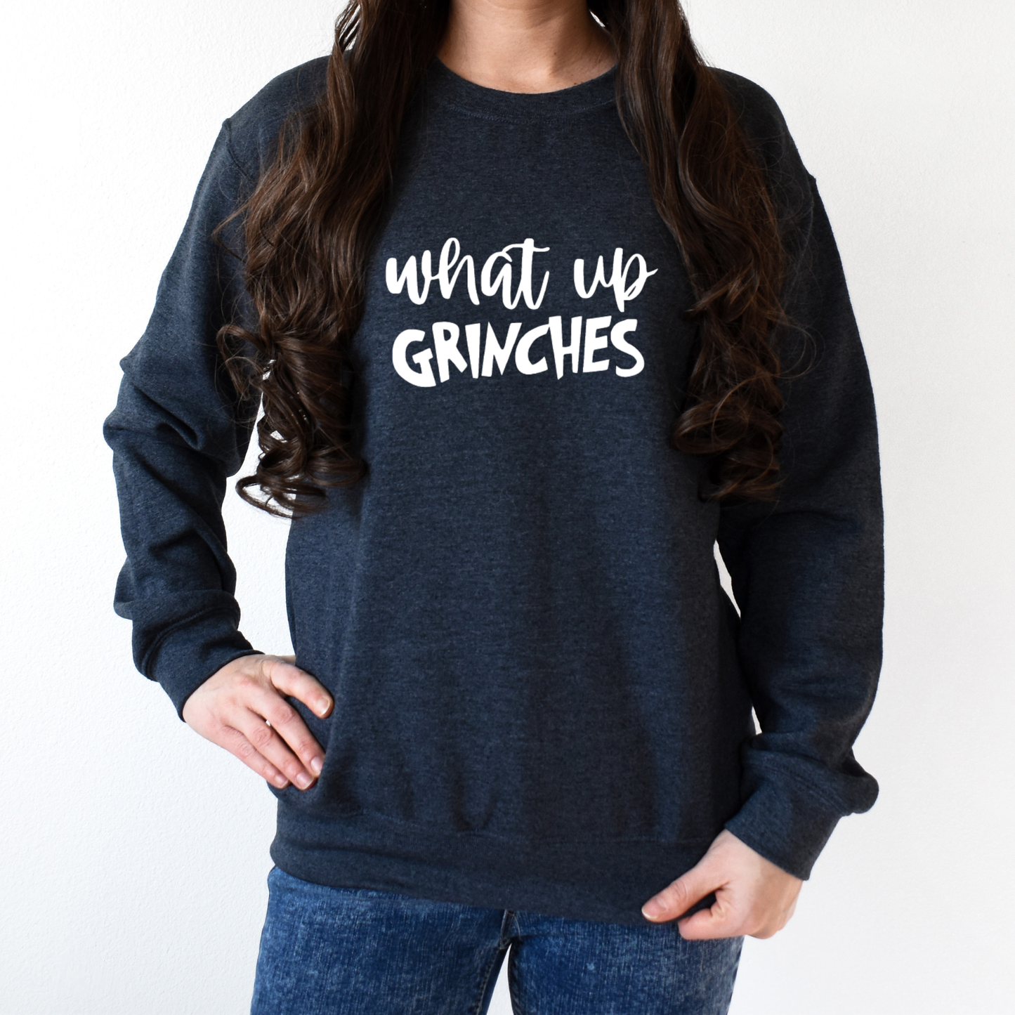 Wholehearted Motherhood and Co. - What Up Grinches Christmas Sweatshirt - Graphic Tee: Green / Large