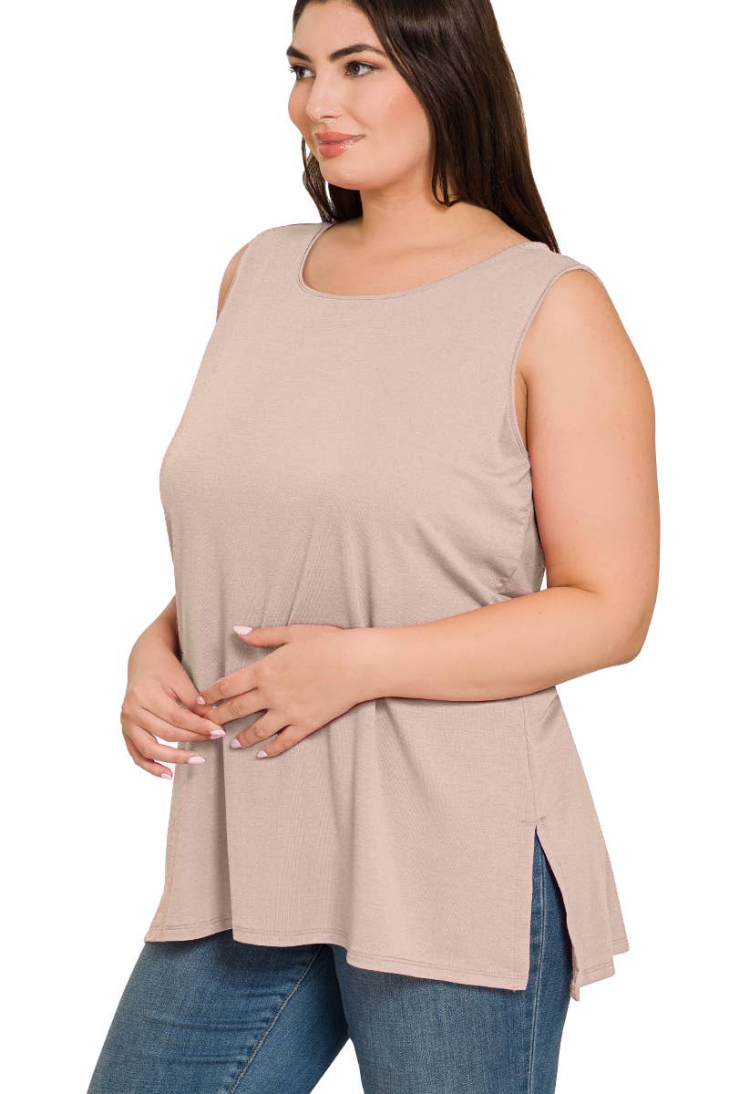 42POPS - SI-22945 Plus Sleeveless Round Top: +RUBY-141107 / 2X