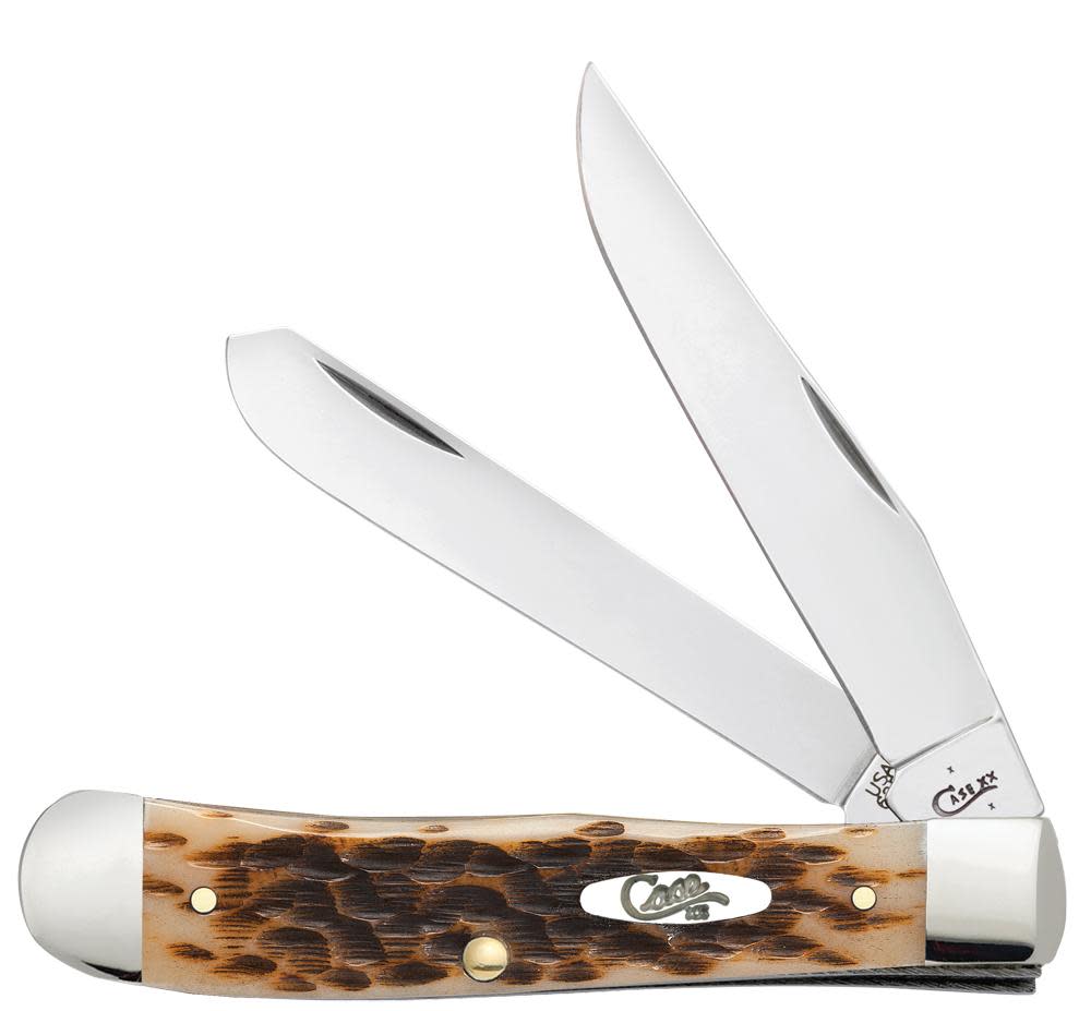 Case Knife XX Peach Seed Jig Amber Bone Trapper with Clip