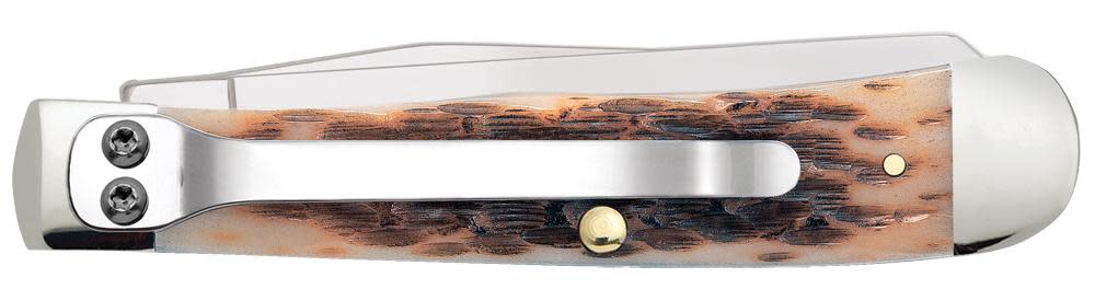 Case Knife XX Peach Seed Jig Amber Bone Trapper with Clip