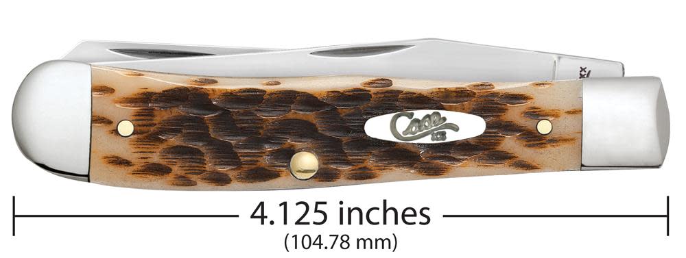Case Knife XX Peach Seed Jig Amber Bone Trapper with Clip