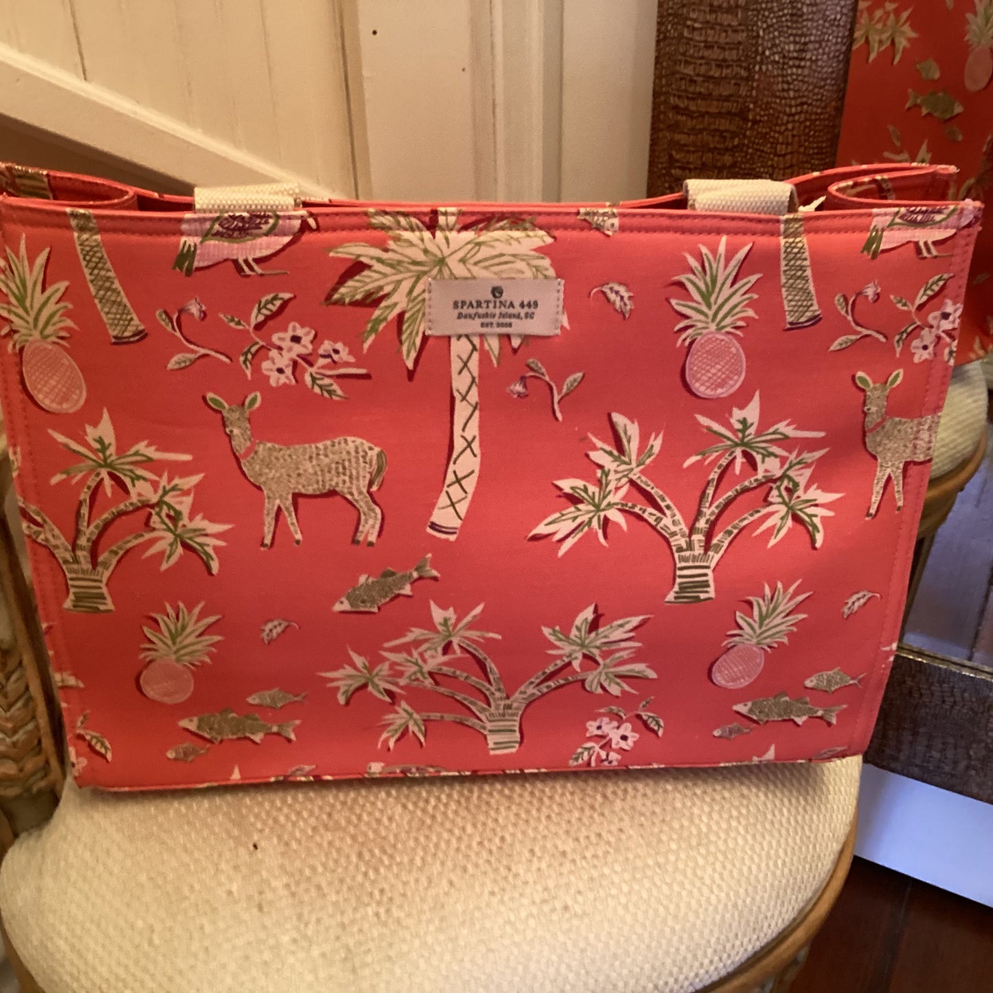 Spartina449 Shopper Tote Lowcounrty Fauna Red