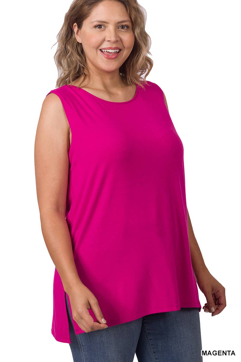 42POPS - SI-22945 Plus Sleeveless Round Top: +RUBY-141107 / 2X