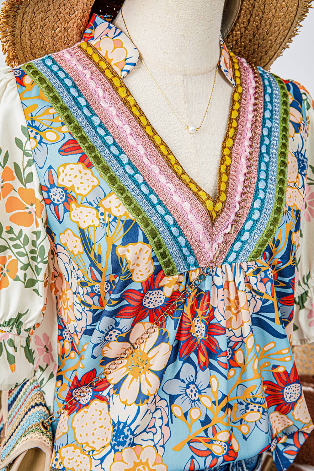 fashionworks - Crochet Boho Half Sleeve Floral Blouse-Missy & Plus Sizes
