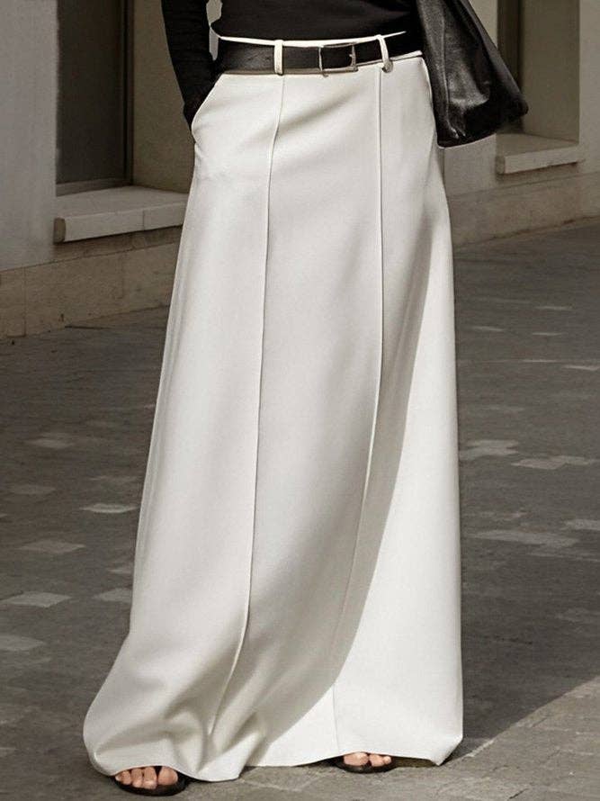 UZ Wholesale Store - Chic Solid Color H-Line Skirt: WHITE / XL