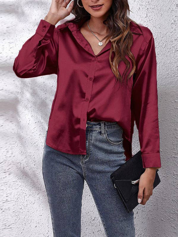 UZ Store Long Sleeve Satin Blouse