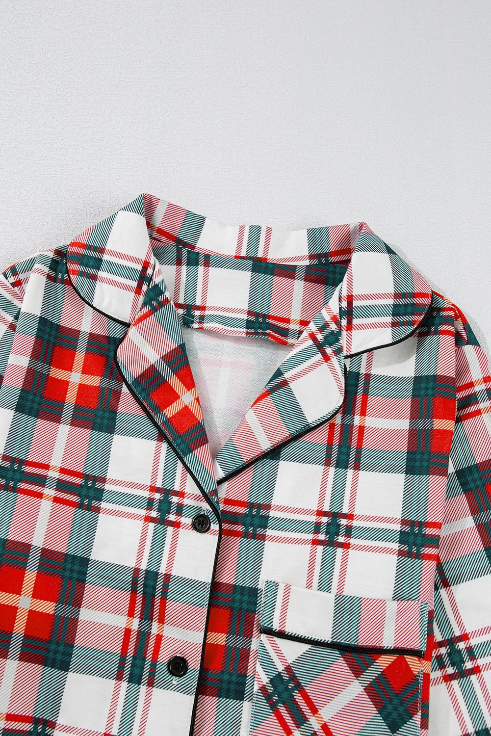 Plaid Long Sleeve Shirt and Pants Pajama Set