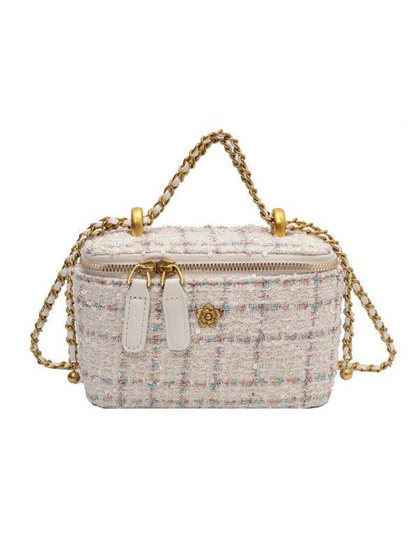 UZ Wholesale Pink Boucle' Rectangle Crossbody with Chain Strap