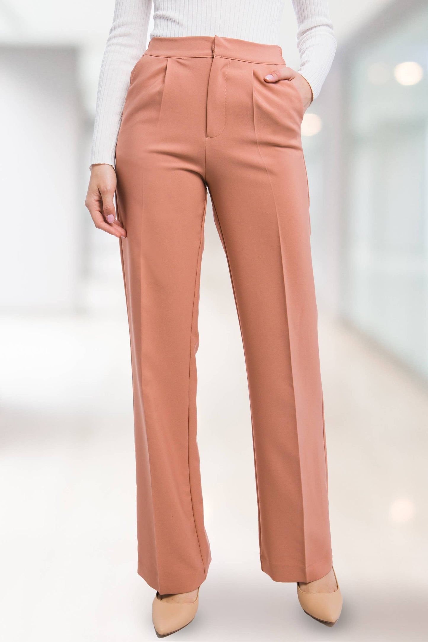42POPS - ",...SI-25289 Regular-Fit Dress Pants w/ Elastic Back: Black-159548 / S