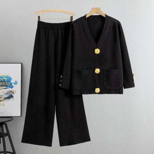 UZ Wholesale Sweater Set with Wide Leg Pants-No Size