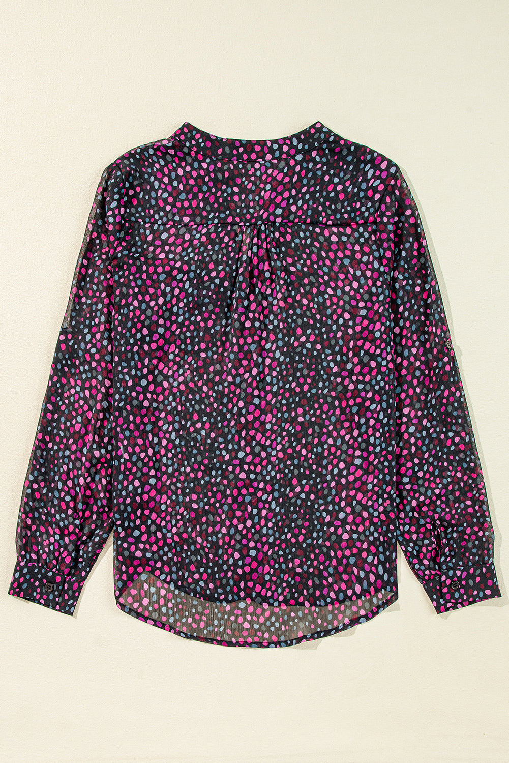 Grape Wine Polka Dot Print Buttoned Shirt