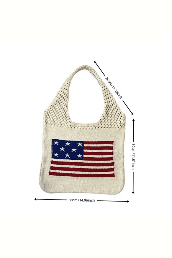 UNISHE - US Flag Woven Handbag ZK2088: Apricot / One Size