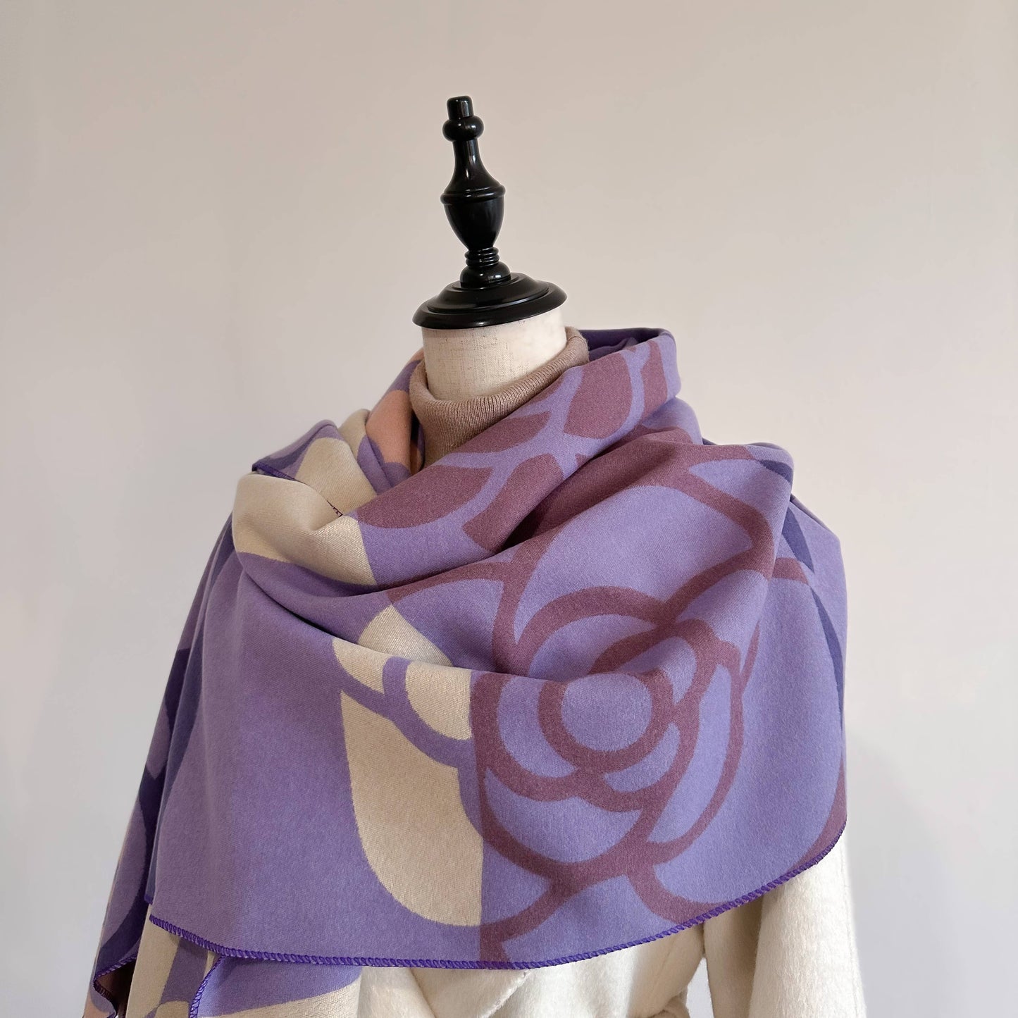 Winding River - Purple / Ivory Geo Rose Reversible Wrap