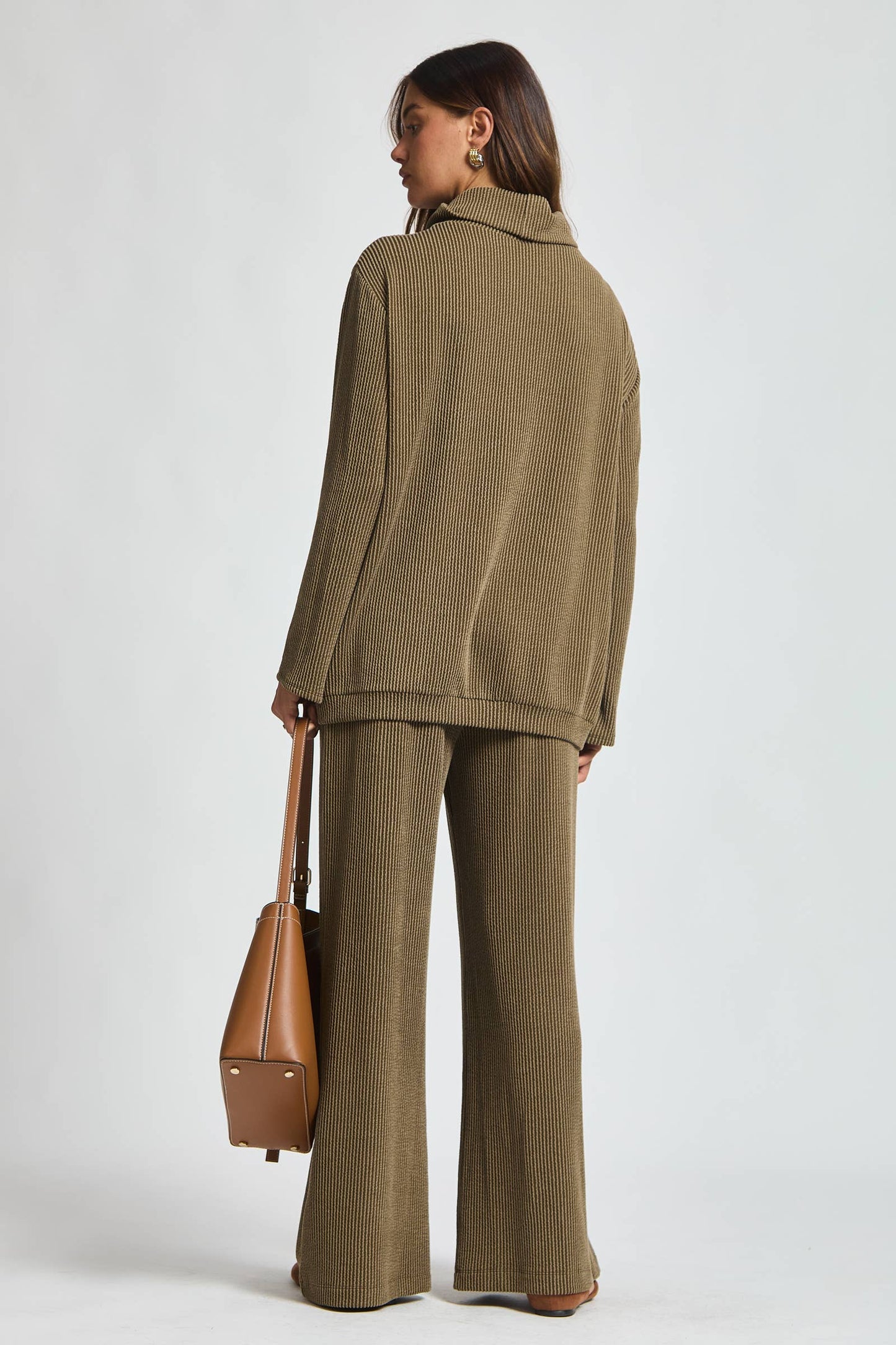 Dear Scarlett - 2-Piece Cowl Neck Ribbed Set TRVSET-LAVISH: WINE