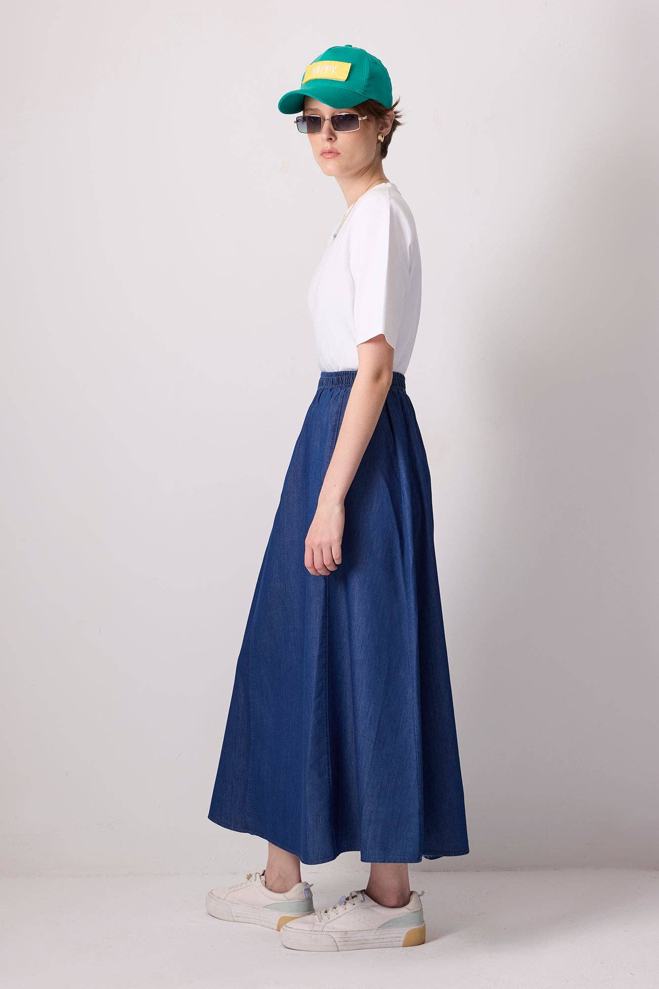 Touché Privé - ELASTIC WAIST DENIM-LOOK MAXI SKIRT
