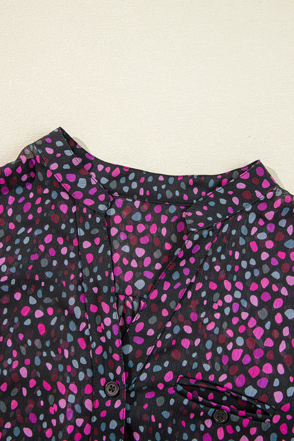 Grape Wine Polka Dot Print Buttoned Shirt