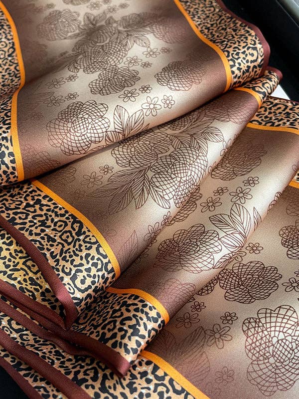 UZ Wholesale Store - Urban Leopard Printed Silk Imitation Scarf: GREEN / One_size