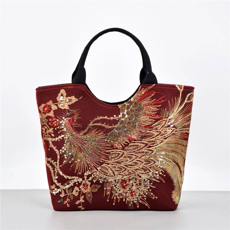 UZ Store - Vintage Embroidered Tote Bag: NAVY BLUE