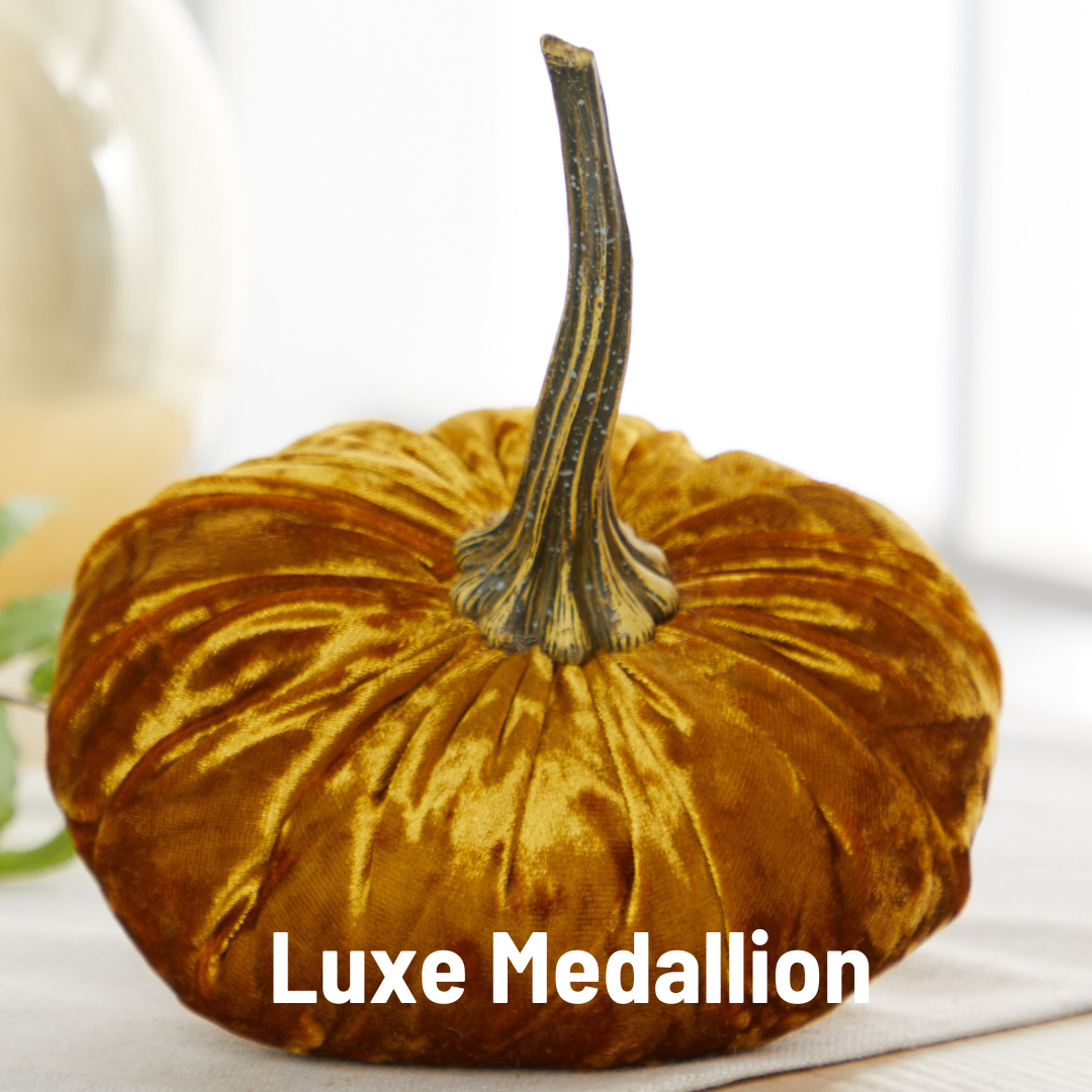 Your Heart's Content - Pumpkin Large Velvet, Fall Decor, Shelf Sitter, Tablescape: Luxe Medallion