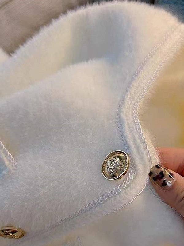 UZ Wholesale Store - Buttoned Velvet Long Sleeves Loose Cardigan: BEIGE / One_size