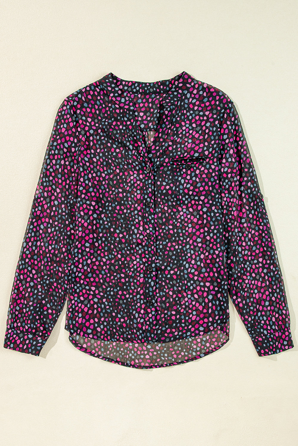 Grape Wine Polka Dot Print Buttoned Shirt