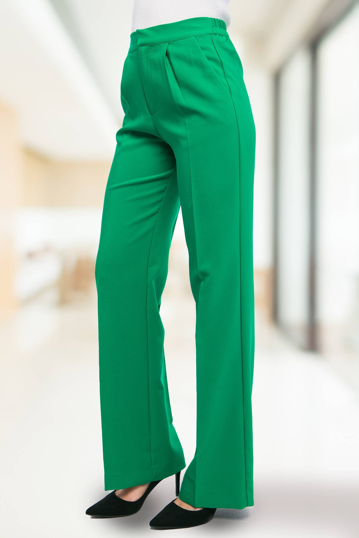 42POPS - ",...SI-25289 Regular-Fit Dress Pants w/ Elastic Back: Black-159548 / S