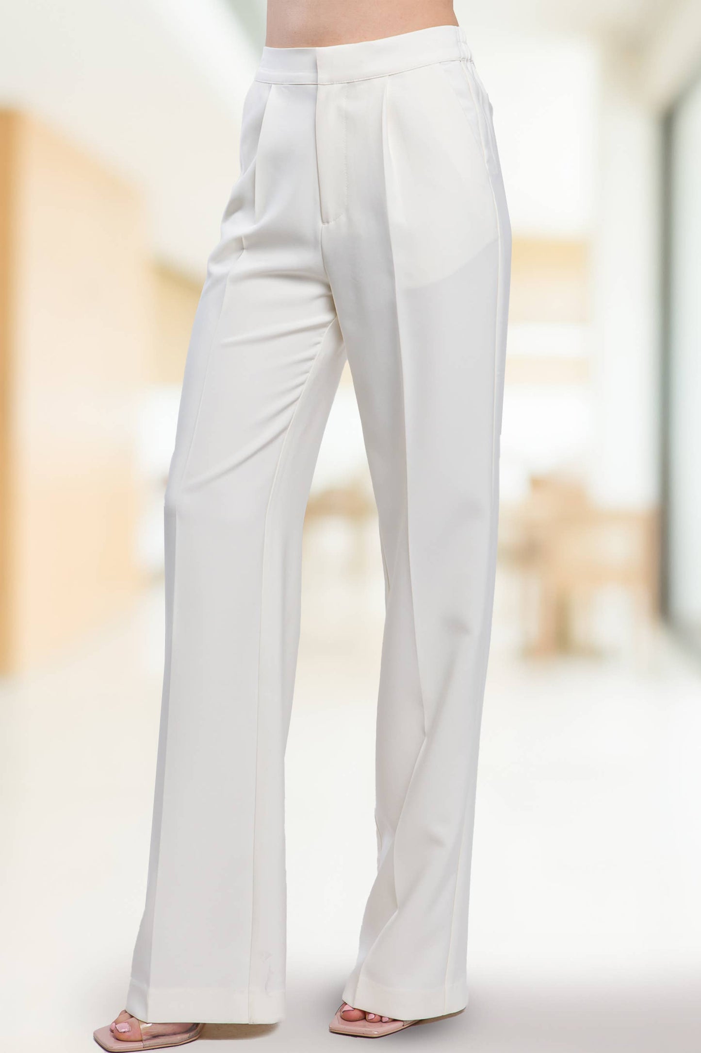 42POPS - ",...SI-25289 Regular-Fit Dress Pants w/ Elastic Back: Black-159548 / S