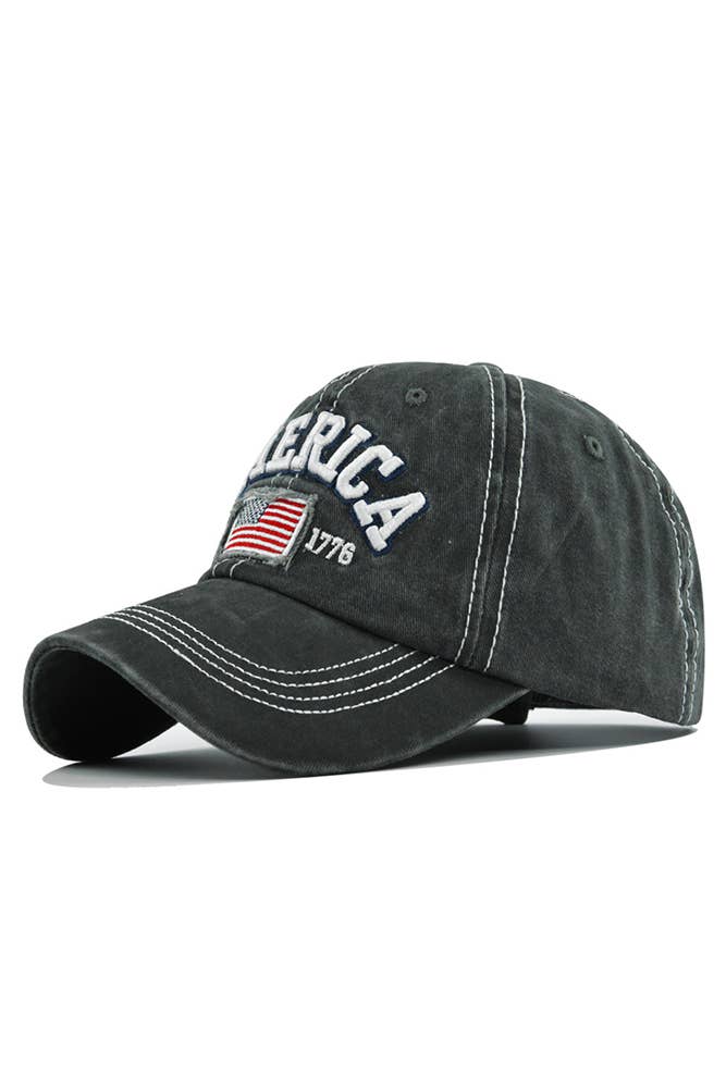UNISHE - America Flag Embroidered Baseball Cap DXCB327: Wine Red / One Size