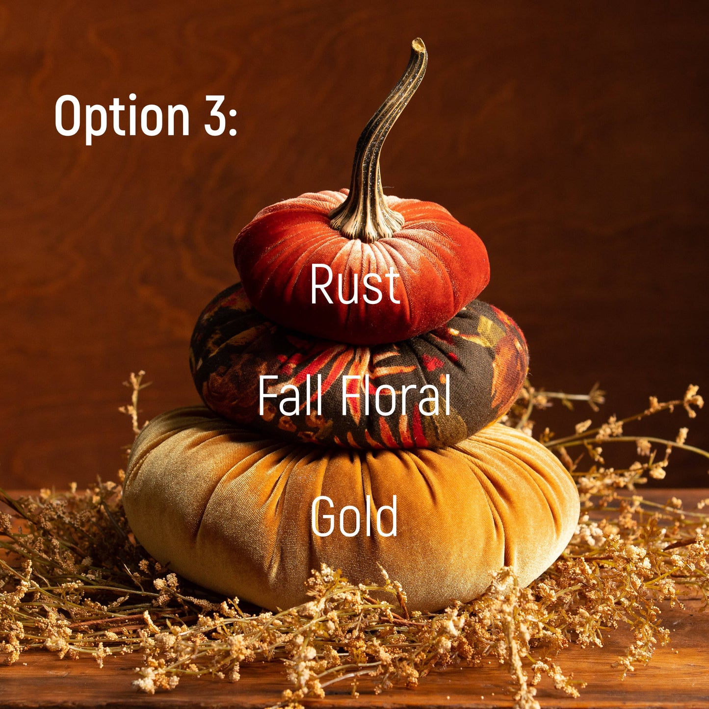 Your Heart's Content - Pumpkin Stacked Decor, Centerpiece Statement, Wedding Decor: Option 2: Gold Rust Olive