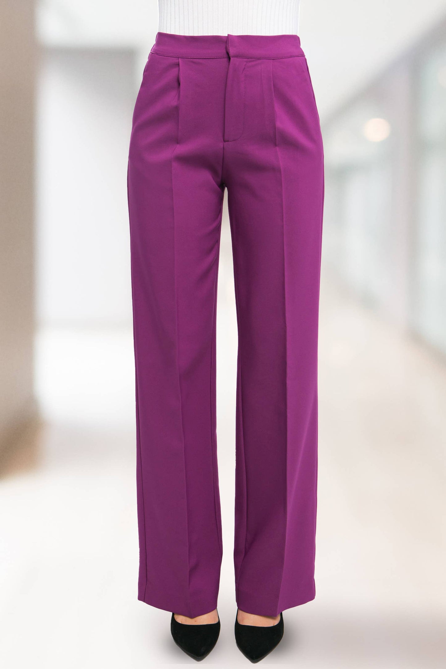 42POPS - ",...SI-25289 Regular-Fit Dress Pants w/ Elastic Back: Black-159548 / S