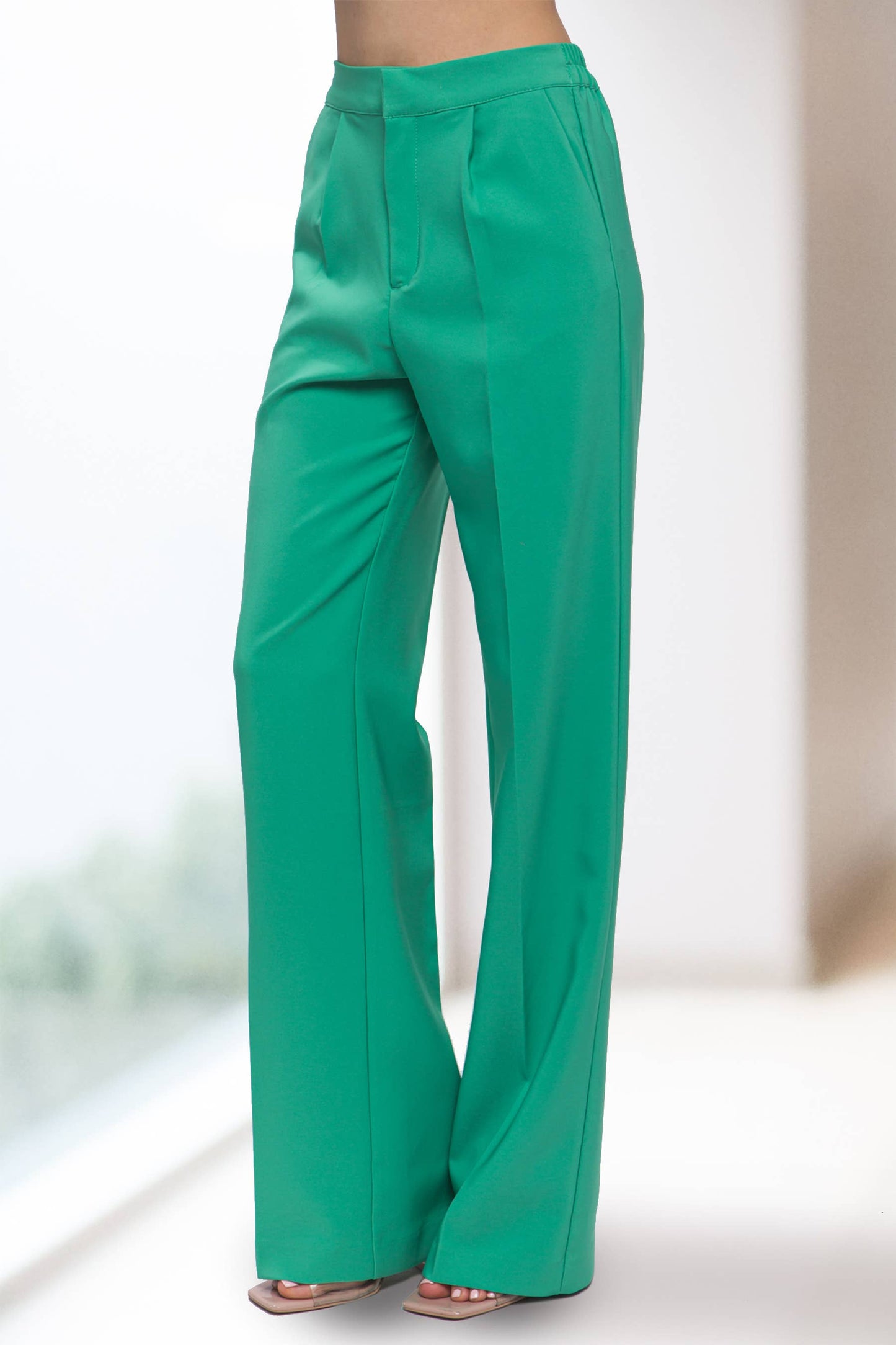 42POPS - ",...SI-25289 Regular-Fit Dress Pants w/ Elastic Back: Black-159548 / S
