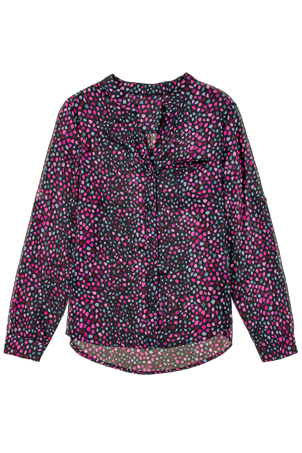 Grape Wine Polka Dot Print Buttoned Shirt
