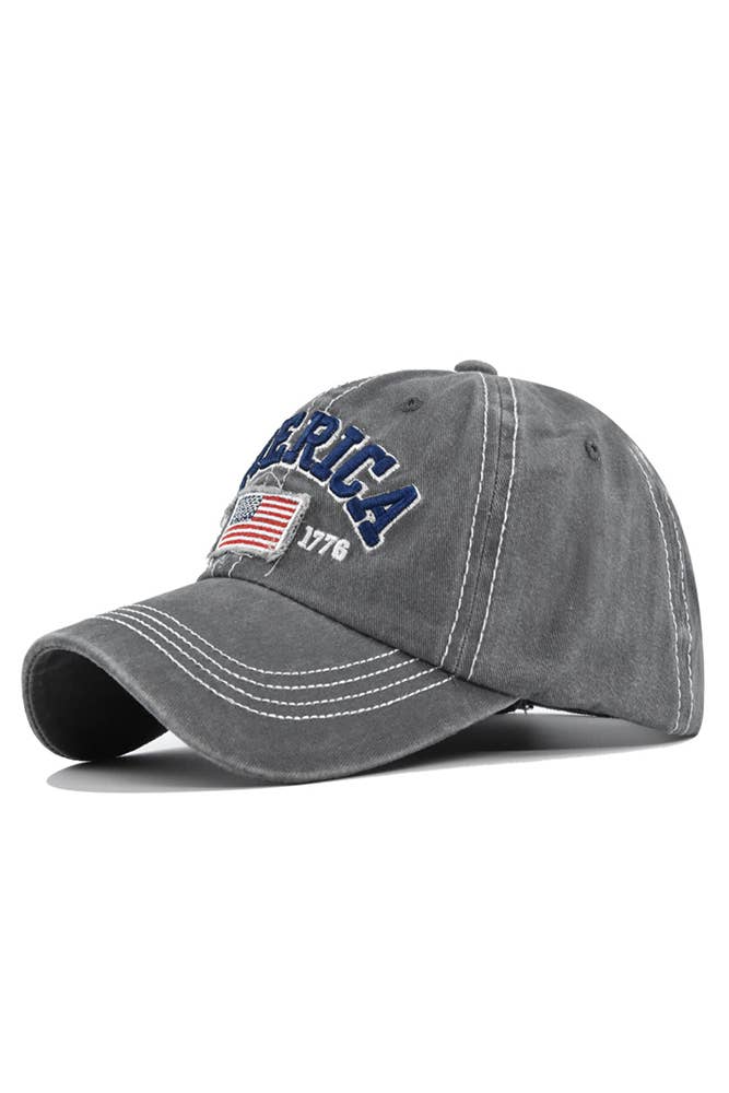UNISHE - America Flag Embroidered Baseball Cap DXCB327: Wine Red / One Size