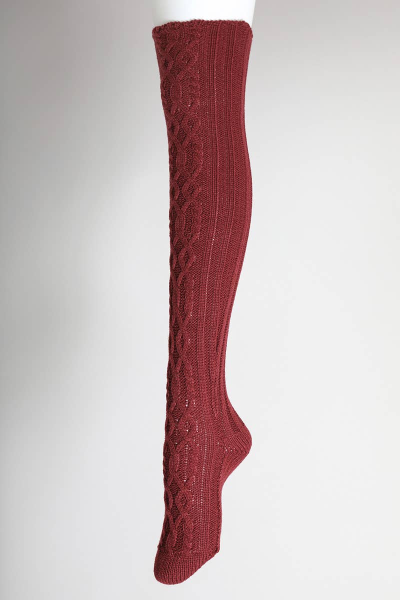 Leto Accessories - Cable Knit Socks: Gray