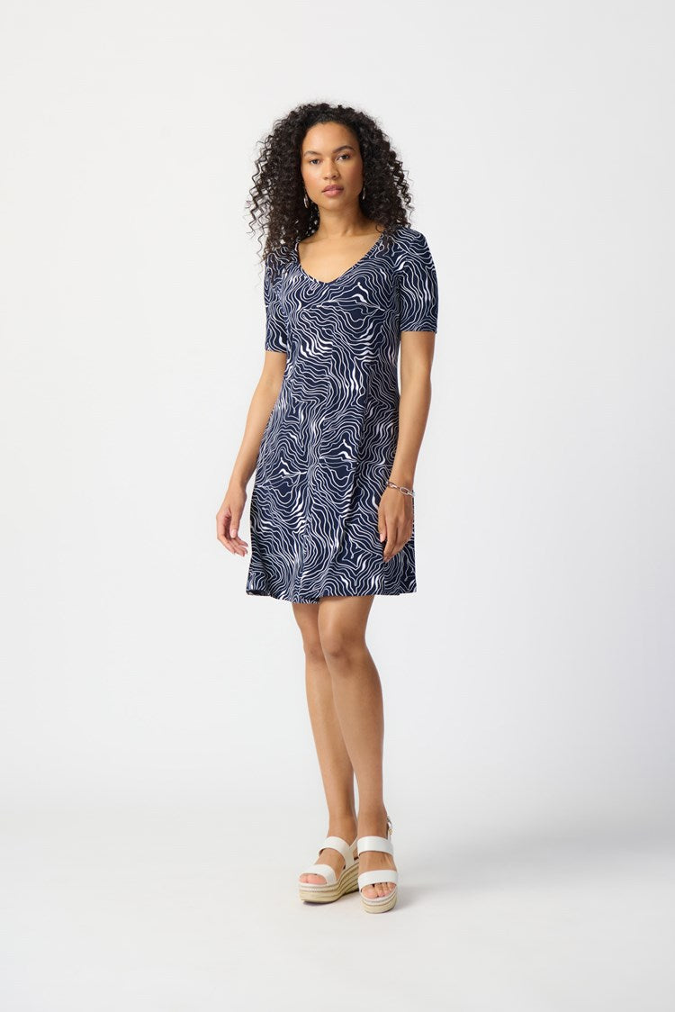 Joseph Ribkoff Abstract Print Puff A-Line Dress