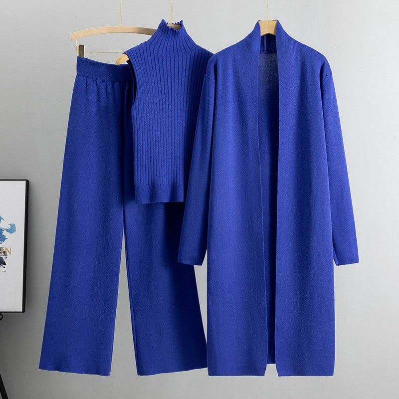 U.Z. Knitted Vest, Cardigan, And Pants Set: Apricot / One_size