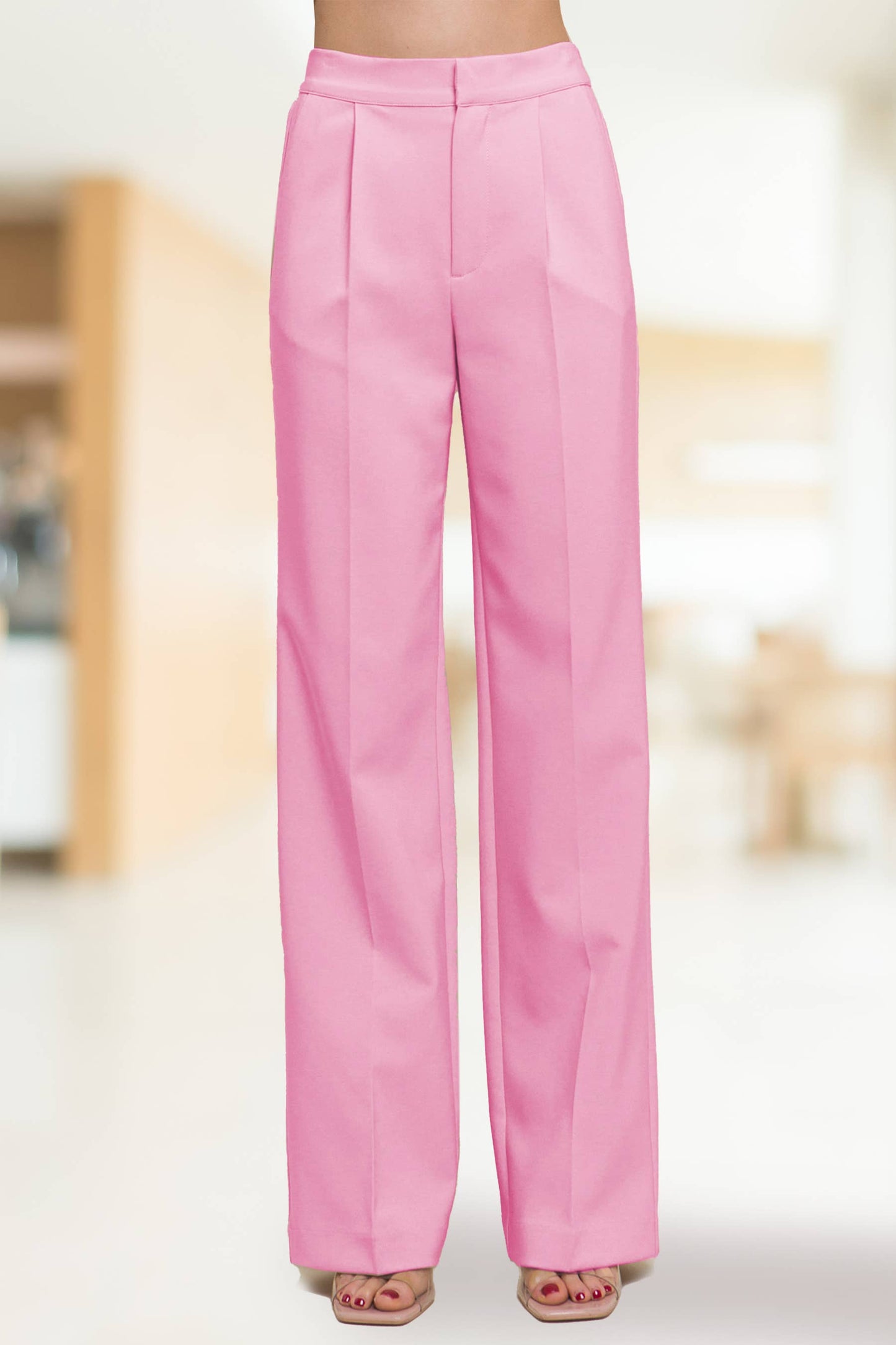 42POPS - ",...SI-25289 Regular-Fit Dress Pants w/ Elastic Back: Black-159548 / S