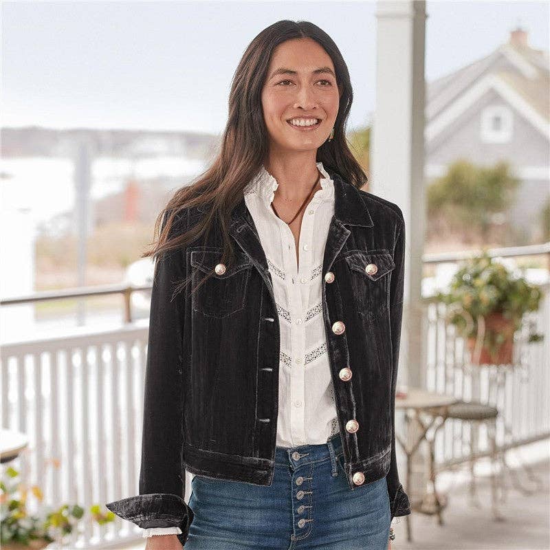 UZ Store - Solid Color Velvet Short Jacket Coat: ARMY GREEN