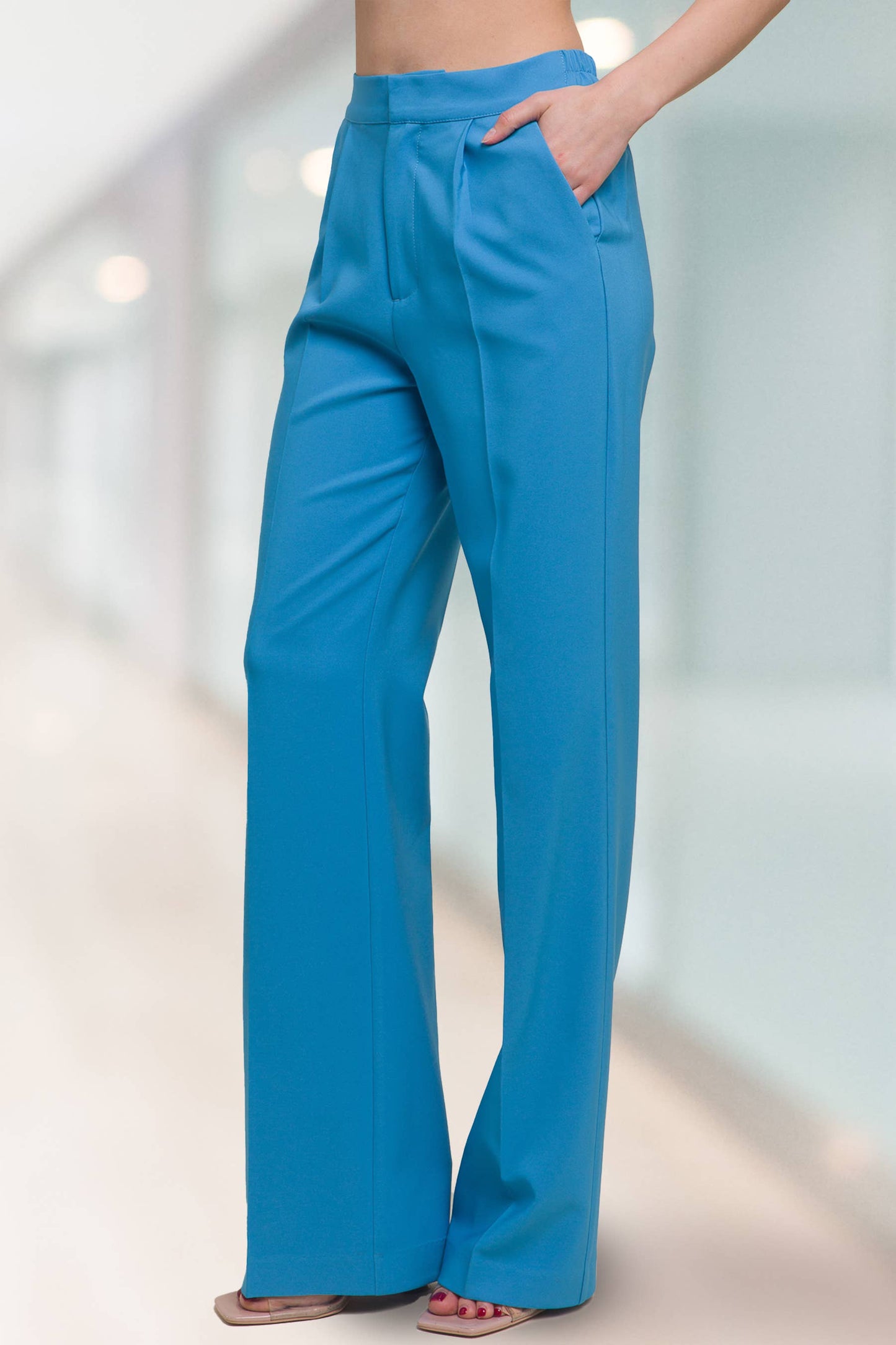 42POPS - ",...SI-25289 Regular-Fit Dress Pants w/ Elastic Back: Black-159548 / S