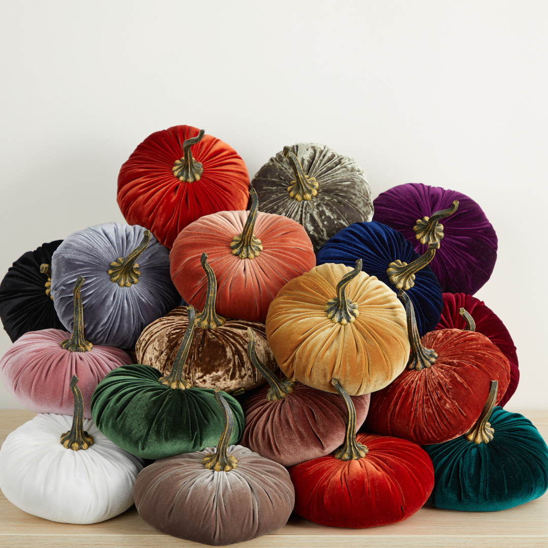 Your Heart's Content - Pumpkin Extra Large Velvet,  Fall Accent Decor, Centerpiece: Luxe Burnt Orange